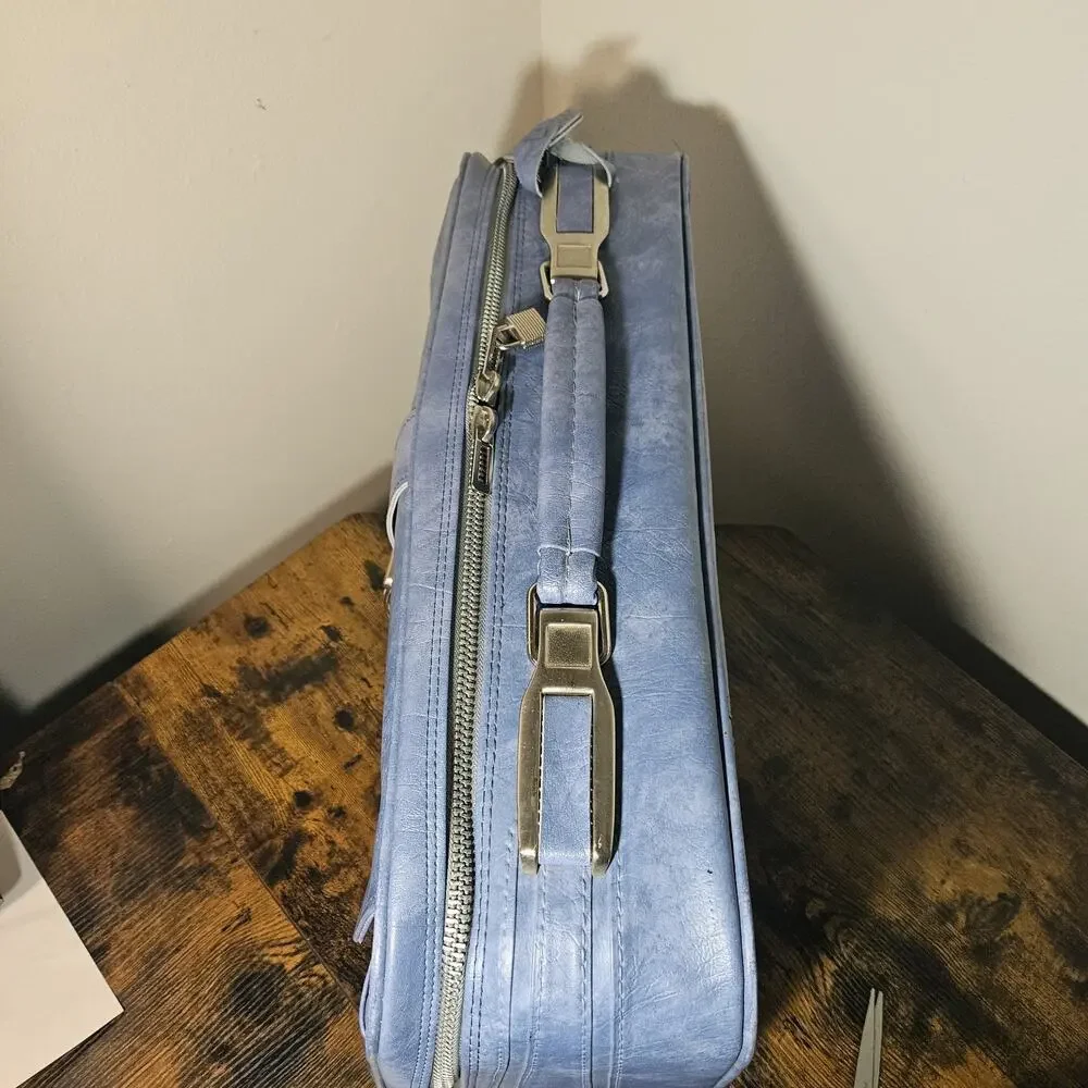 Vintage Samsonite Sonora Blue Soft Side Suitcase Carry On Luggage Travel Bag MCM